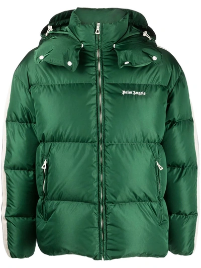 Shop Palm Angels Down Jacket With Print In Green