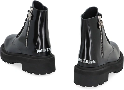 Shop Palm Angels Leather Combat Boots In Black