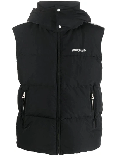 Shop Palm Angels Logo-embroidered Puffer Gilet In Black White