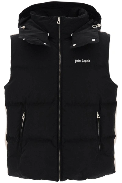 Shop Palm Angels Puffer Vest With Contrasting Bands In Black
