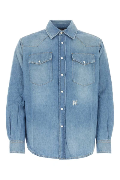 Shop Palm Angels Shirts In Blue