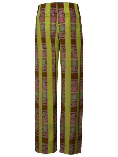 Shop Kutnia Multi Silk Trousers In Yellow