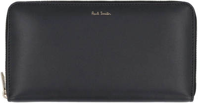 Shop Paul Smith Leather Zip Around Wallet In Black