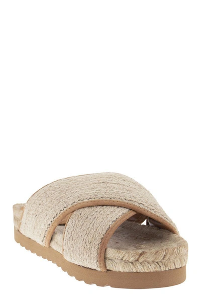 Shop Peserico Jute And Leather Sandal In Natural
