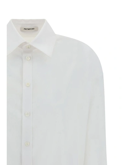 Peter Do Adjustable Tie Collared Shirt With High-low Hem In Off White
