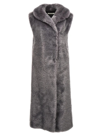 Shop Philosophy Di Lorenzo Serafini Extra Long Faux Fur Vest In Gray