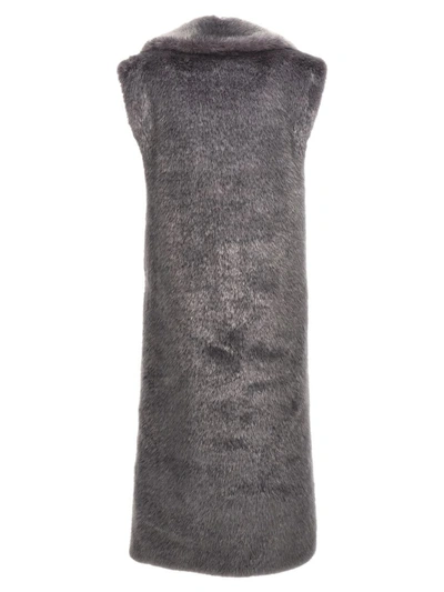 Philosophy Di Lorenzo Serafini Lapel Sleeveless Fur Coat In Gray