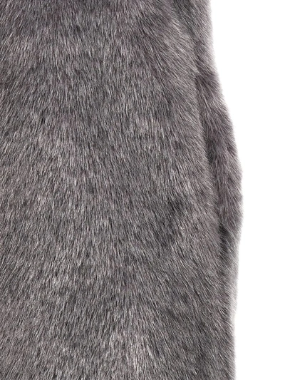 Philosophy Di Lorenzo Serafini Lapel Sleeveless Fur Coat In Gray