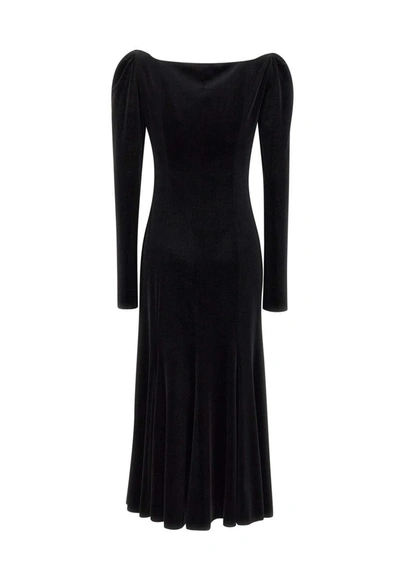 Shop Philosophy Di Lorenzo Serafini Stretch Velvet Dress In Black