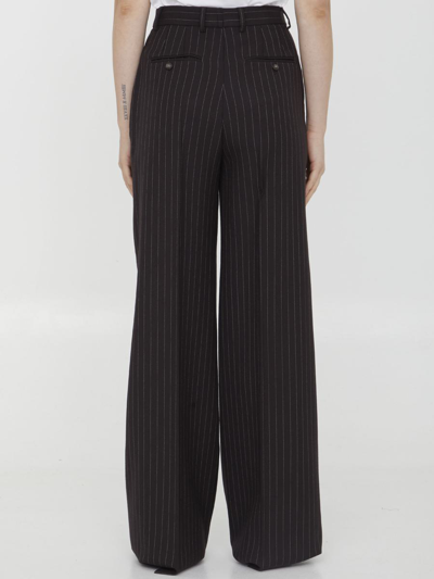 Shop Dolce & Gabbana Pinstriped Wool Pants In Brown