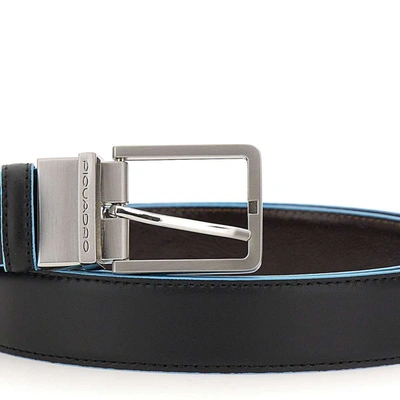 Shop Piquadro "blue Square Reversible"  Leather Belt In Black