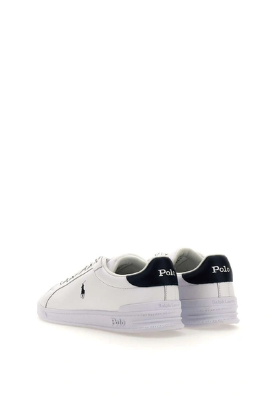 Shop Polo Ralph Lauren "heritage Court Ii" Leather Sneakers In White
