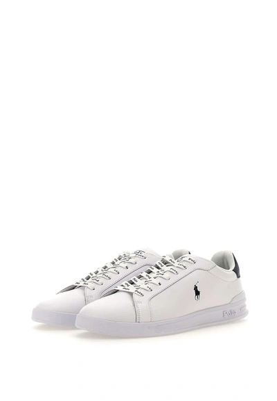 Shop Polo Ralph Lauren "heritage Court" Leather Sneakers In White