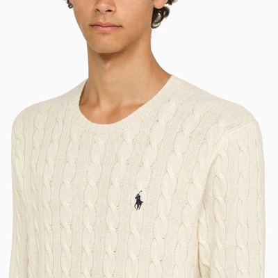 Shop Polo Ralph Lauren Cream Crew-neck Sweater In Beige