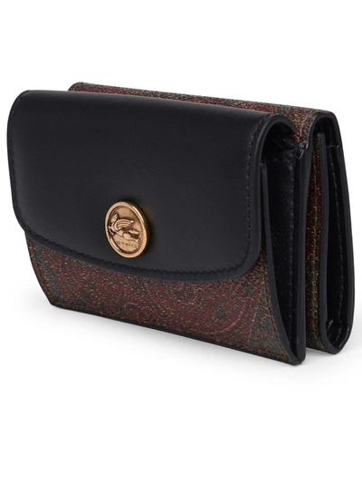 Shop Etro 'paisley' Two-tone Cotton Blend Wallet In Black