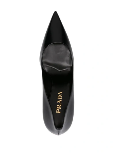 Shop Prada 100mm Leather Pointed Pumps In Nero