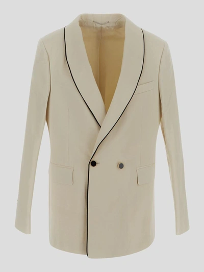 Shop Pt Torino Double-breasted Jacket In Cream