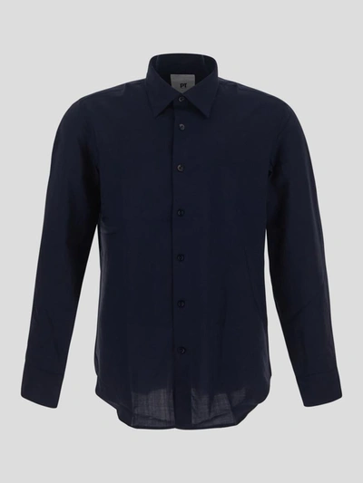Shop Pt Torino Long Sleeves Shirt In Blue