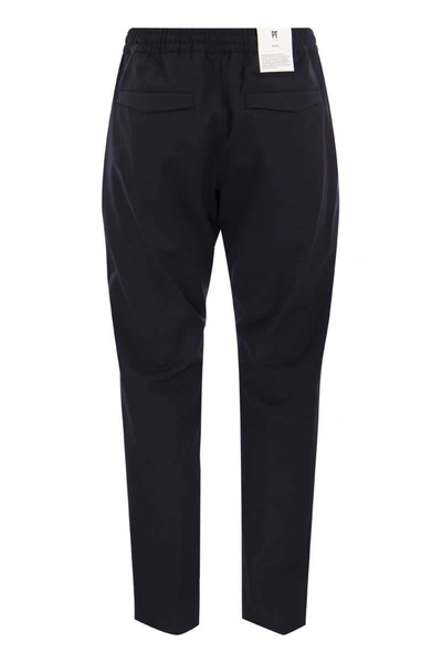Shop Pt Torino Omega Cotton Trousers In Navy Blue
