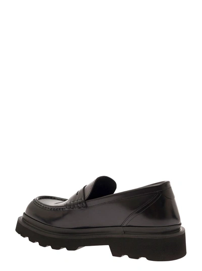 Shop Dolce & Gabbana Black Squared-toe Loafers With Chunky Platform In Leather Man
