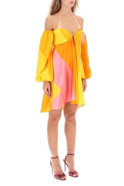 Shop Raquel Diniz Andressa Silk Satin Mini Dress In Multicolor