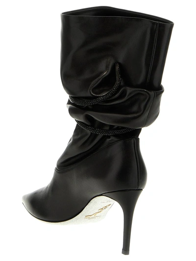 Shop René Caovilla Rhinestone Nappa Ankle Boots In Black