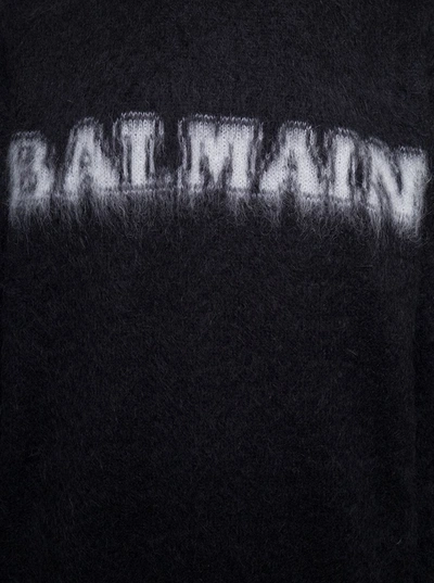 Shop Balmain Retro  Brushed Mohair Sweater In Black