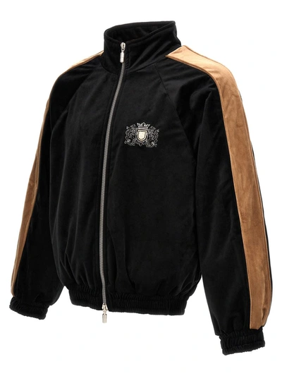 Rhude Men's Velvet Side-stripe Crest Track Jacket In Multicolor