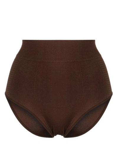 Shop Rick Owens High-waist Tight-fitting Thong In Brown