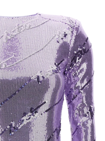 Rotate Birger Christensen Sequin Mini Dress Long Sleeves In Purple