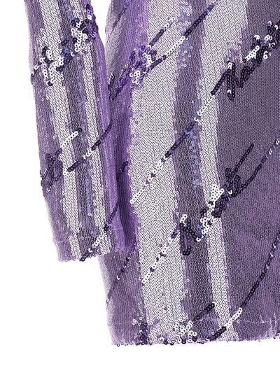 Rotate Birger Christensen Sequin Mini Dress Long Sleeves In Purple