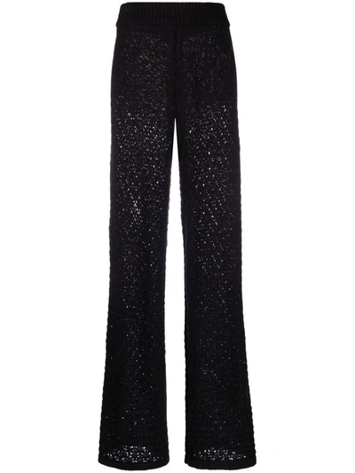 Shop Rotate Birger Christensen Rotate Structured Knit Tapered Pants In Black