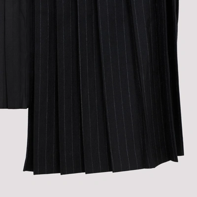 Shop Sacai Wool Mix Chalk Stripe Skirt In Black