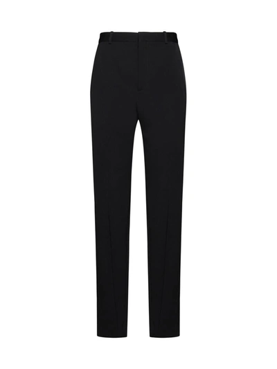 Saint Laurent Men Tuxedo Wool Trouser With Satin Side Band In Black