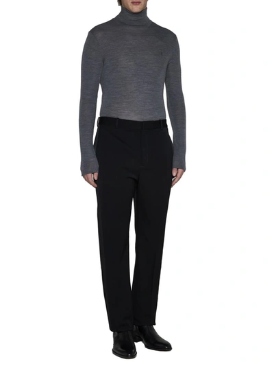 Saint Laurent Men Tuxedo Wool Trouser With Satin Side Band In Black