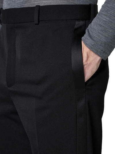 Saint Laurent Men Tuxedo Wool Trouser With Satin Side Band In Black