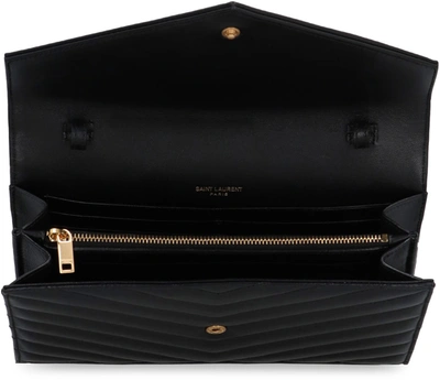 Saint Laurent Cassandra Quilted Lambskin Leather Wallet On Chain In Black