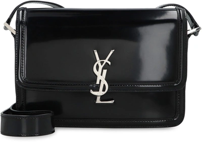 Shop Saint Laurent Solferino Leather Messenger Bag In Black