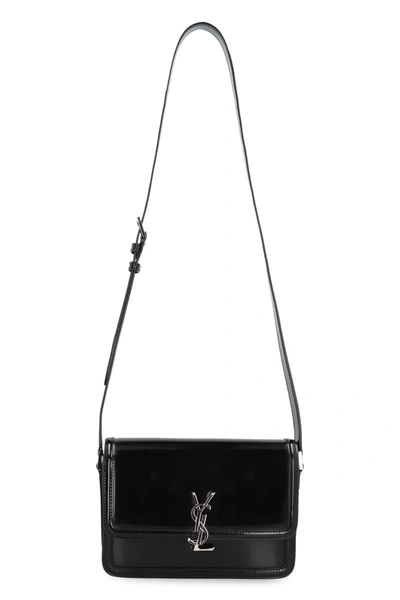 Shop Saint Laurent Solferino Leather Messenger Bag In Black