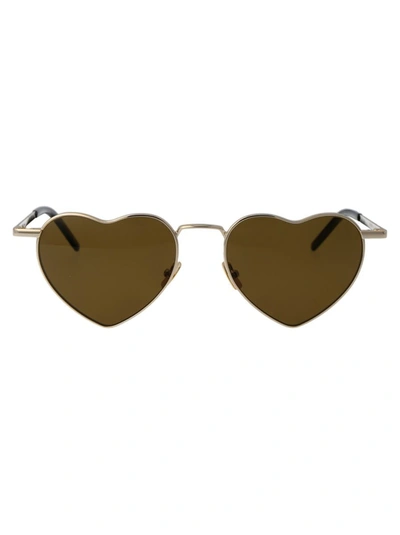 Saint Laurent Eyewear Sunglasses In 015 Gold Gold Brown