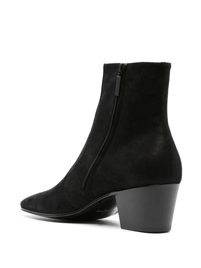 Shop Saint Laurent Vassili Leather Boots In Black