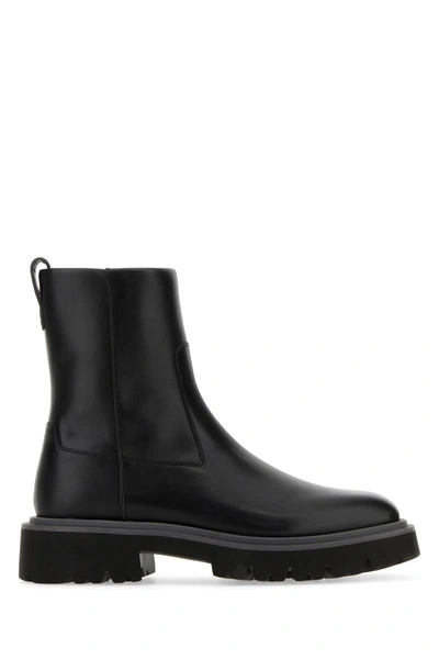 Ferragamo Man Ankle Boots Black Size 9 Calfskin In Blackbiscotto