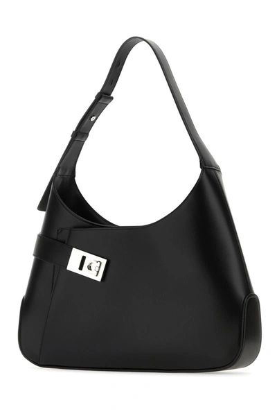Ferragamo Archive Large Leather Shoulder Bag In Black