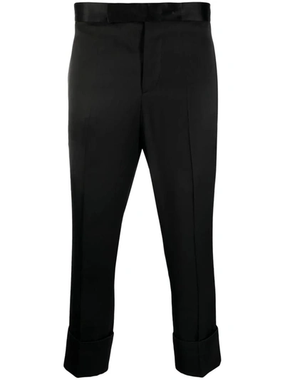Shop Sapio Satin-finish Cropped Tailored Trousers In Nero