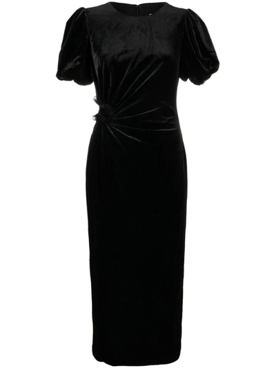 Shop Self-portrait Black Velvet Cut Out Midi Dress Clothing