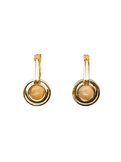 Shop Leda Madera Sophia Gold Plated Brass Earrings With Stone  Woman In Grey