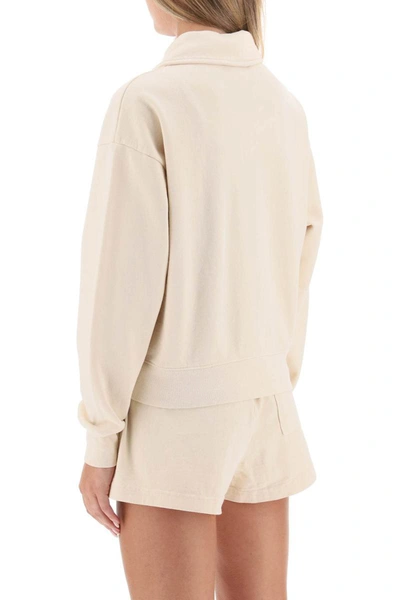 Shop Sporty And Rich Sporty Rich Lion Crest Sweatshirt With Collar In Beige