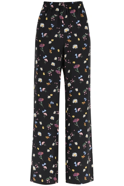 Stella Mccartney Printed Silk Pants In Black