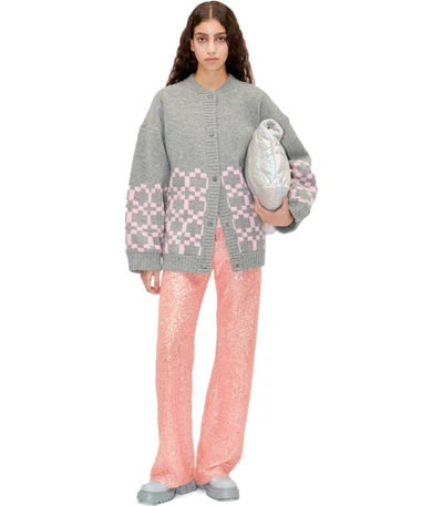 Shop Stine Goya Tino Grey And Pink Bomber Jacket
