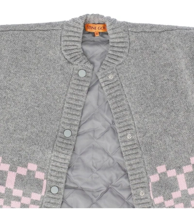 Shop Stine Goya Tino Grey And Pink Bomber Jacket